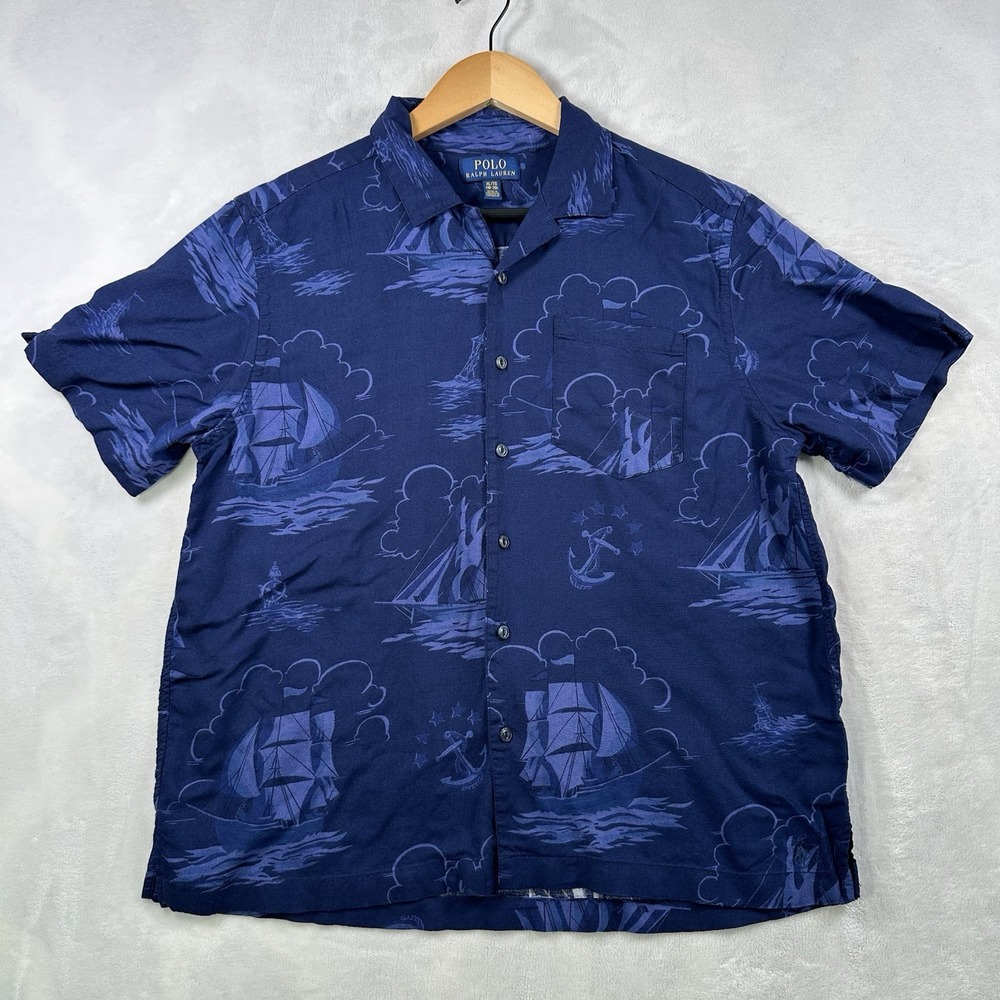 Polo Ralph Lauren Shirt Youth Size XL (18-20) Sailing Sailboat Camp Hawaiian